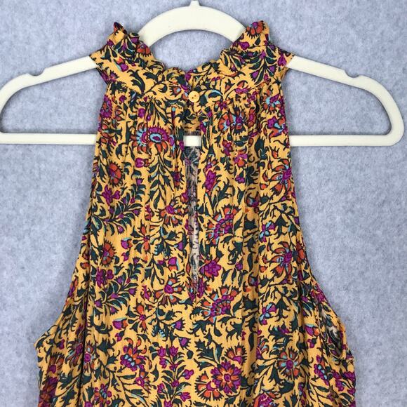 Cynthia‎ Rowley Top Women Large Yellow Blouse Tank Flowy Boho Western Cottage - Picture 7 of 10